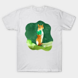 Green Clover Squirrel Saint Patrick's Day T-Shirt